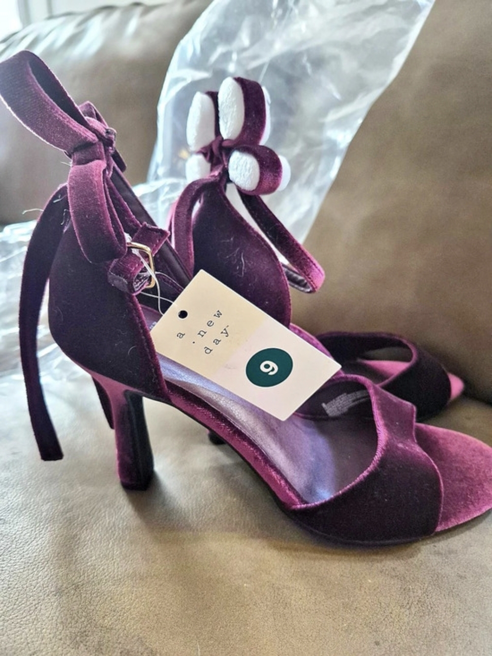 Plush Velvet Bow Heels - Women's Burgundy Shoes Target Miriam Size 9 New